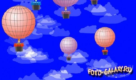 Футаж на хромакее - Воздушные шары в облаках