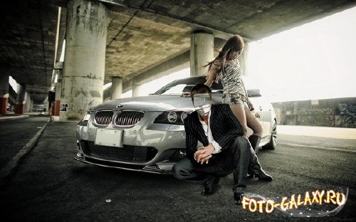  Шаблон для фотомонтажа - Вы, BMW и красивая девушка 