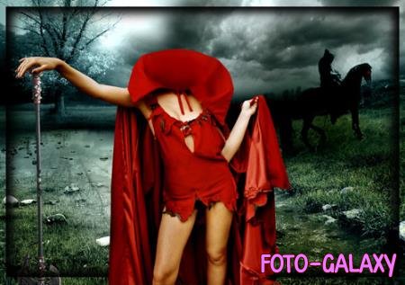 Шаблон для photoshop - Девушка в красной накидке