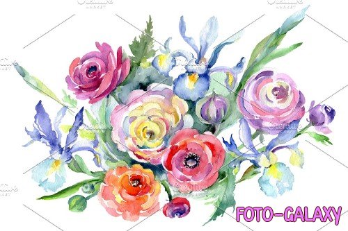 Bouquet Marseille watercolor png - 3755825