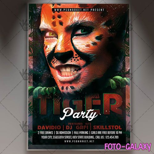 Tiger Party Flyer - PSD Template