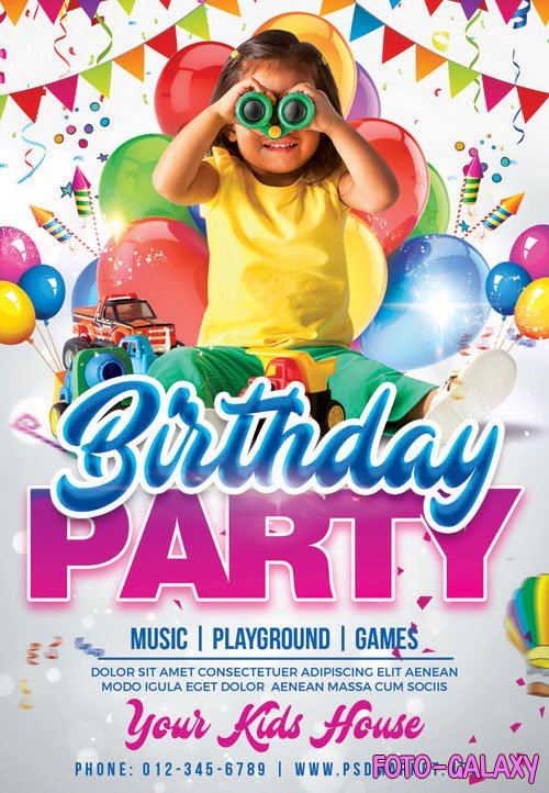 KIDS BIRTHDAY PARTY FLYER – PSD TEMPLATE