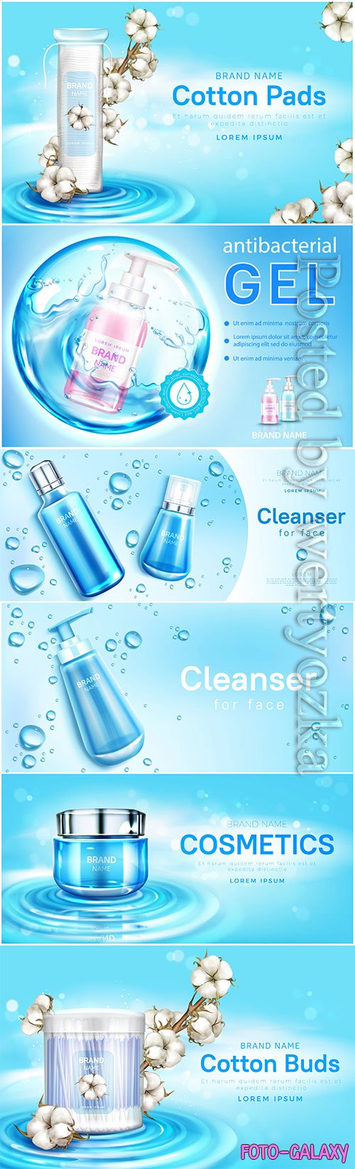 Cosmetic care products advertising poster in vector
