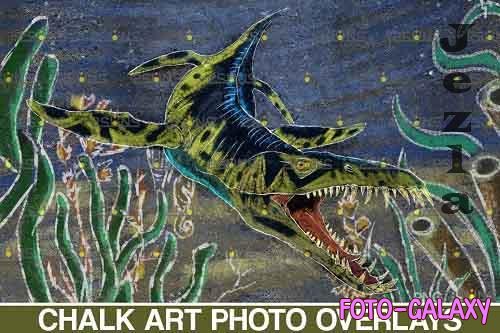 Dinosaurs Chalk art overlays, Dinosaur backdrop - 685585
