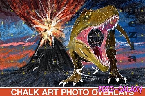 Dinosaurs Chalk art overlays, Dinosaur backdrop - 685589
