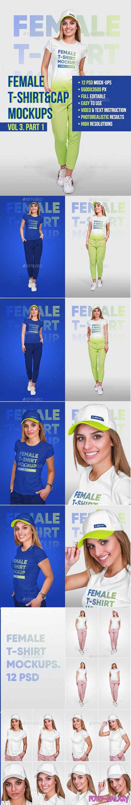 Female T-Shirt & Baseball Cap Mockup - 22056938 - 5336808