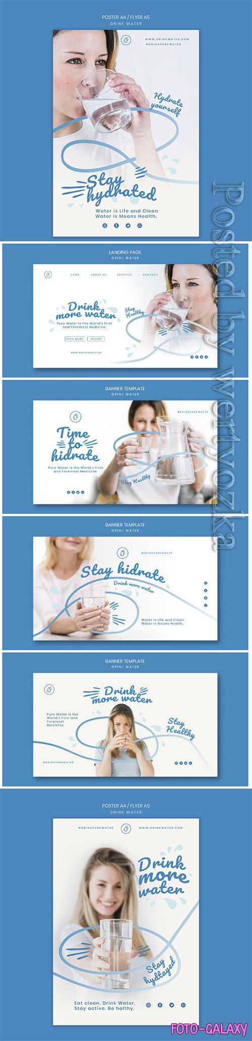 Drink water concept flyer template