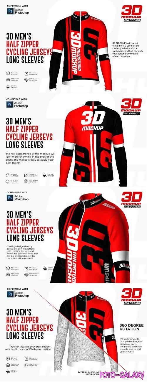 CreativeMarket - 3D Men's Halfzipper Cycling Jersey 5269750