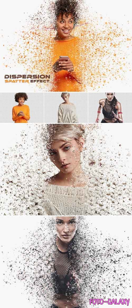 Dispersion Spatter Photo Effect with Particle Mockup 386971187