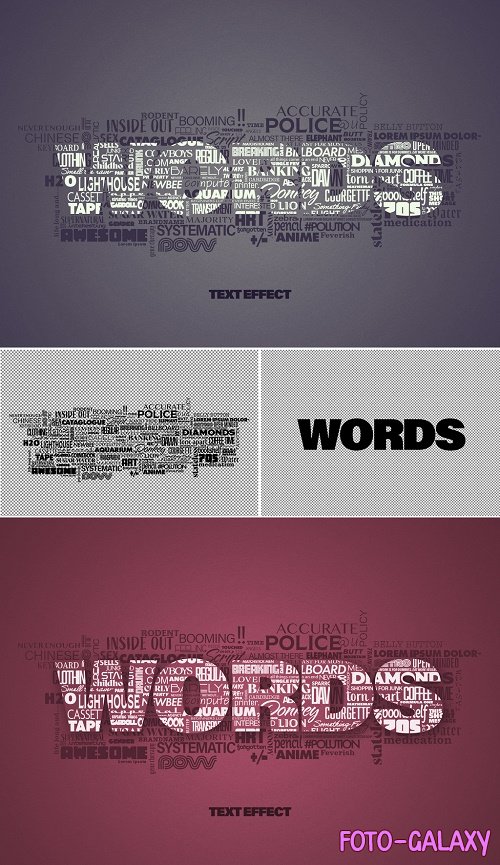 Mixed Text Words Cloud Effect Mockup 387205415