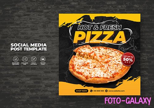 Food vector menu and delicious pizza