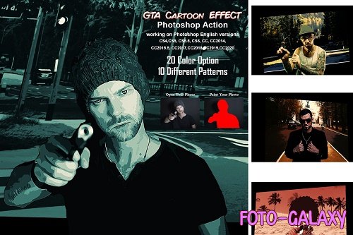 CreativeMarket - GTA Cartoon Effect Photoshop Action 5485273