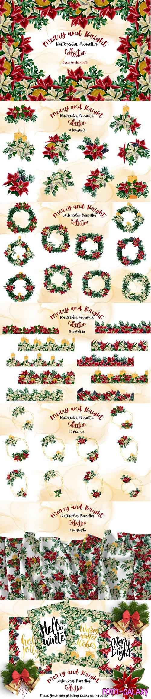 Merry and Bright - Watercolor Poinsettia Collection - 1014543