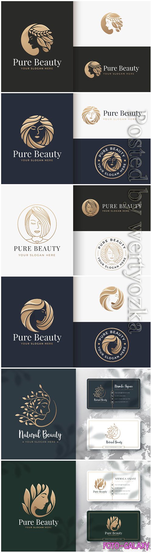 Beauty logo and business card design premium vector