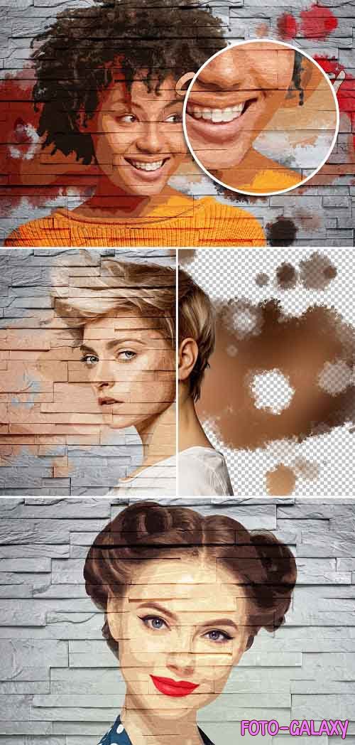 Graffiti Photo Effect on Brick Wall Texture Mockup 391326123