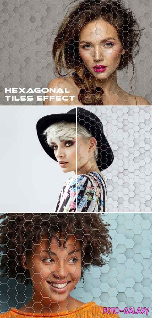 Hexagonal Tiles Wall Photo Effect Mockup 391326380