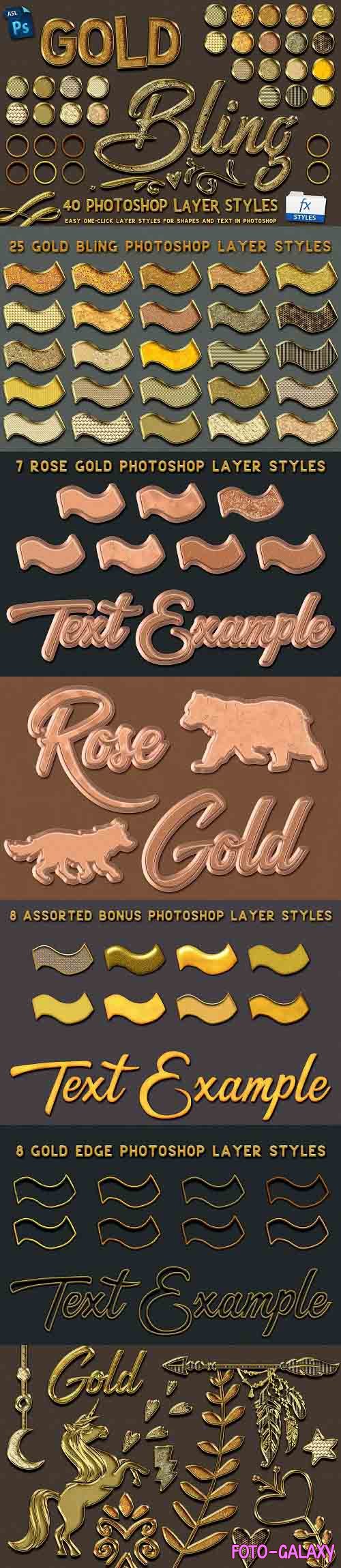 CreativeMarket - Gold Bling Photoshop Layer Styles 5115006