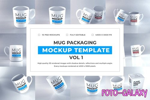 Realistic Mug Packaging Mockup Template Bundle Vol 1 - 1053902