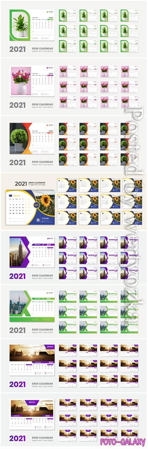 Desk calendar 2021 template design for new year vol 7
