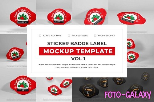 Sticker Badge Label Mockup Template Bundle Vol 1 - 1054121