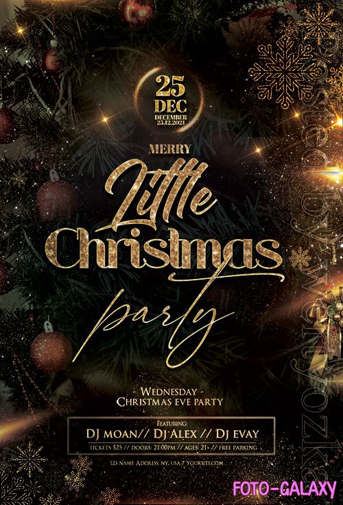 Merry Little Christmas Party Flyer PSD Template