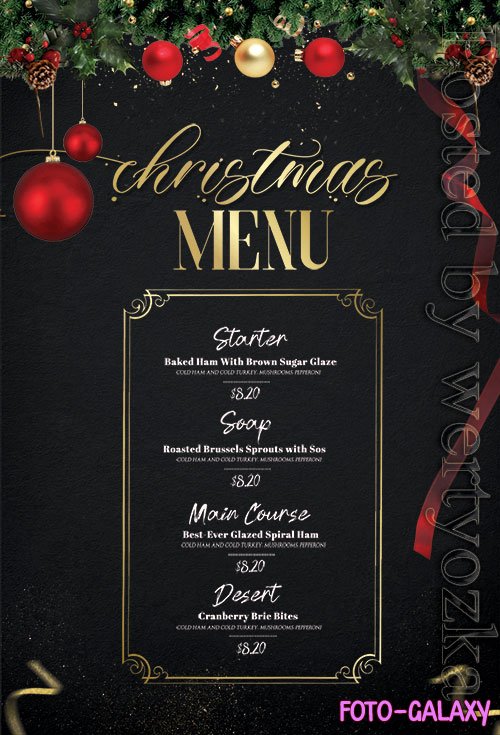 Christmas Dinner Dish Menu PSD Flyer Template