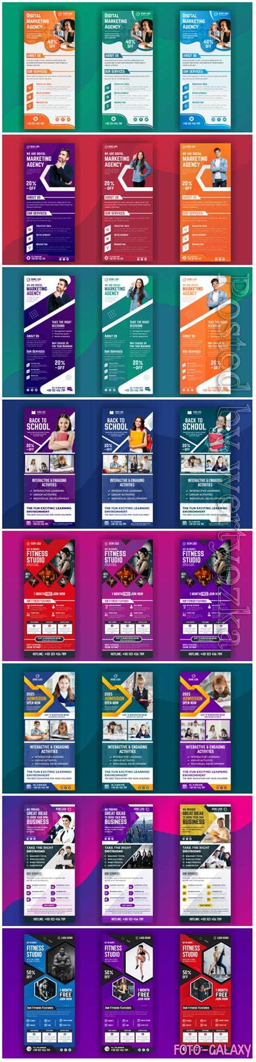 Roll up banner template collection vector illustration