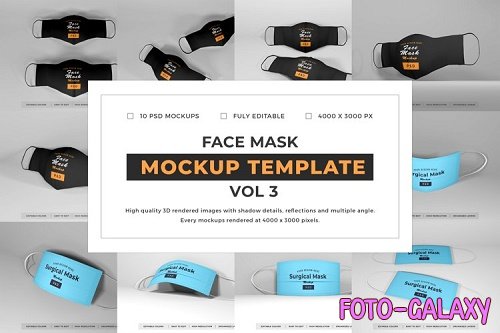 Face Mask Mockup Template Bundle Vol 3 - 1078120