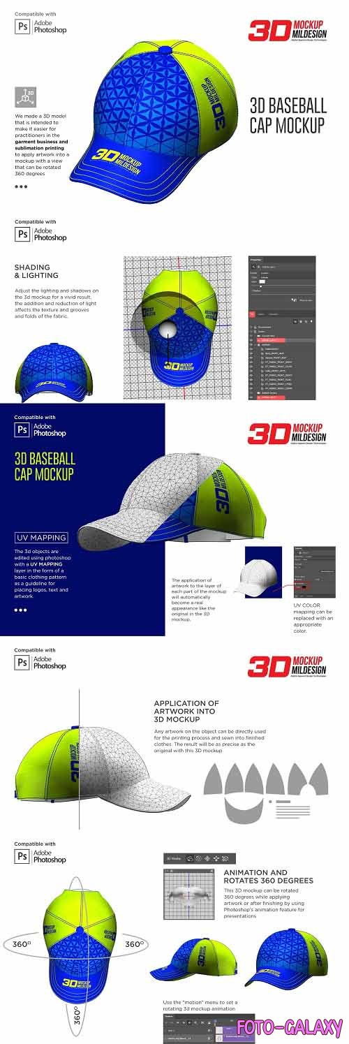 CreativeMarket - 3D Baseball Cap Mockup 5363713