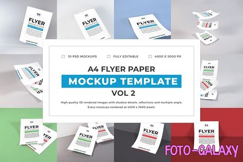 A4 Flyer Paper Mockup Template Bundle Vol 2 - 1079360
