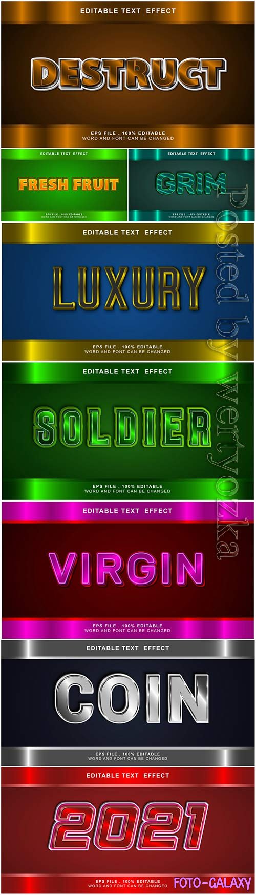 3d editable text style effect vector vol 2