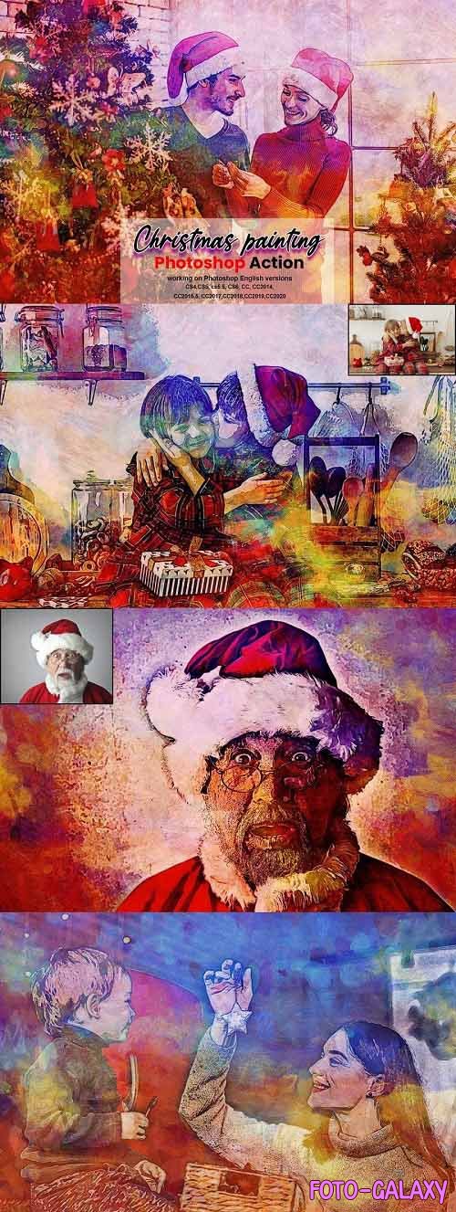 CreativeMarket - Christmas Painting Photoshop Action 5636427
