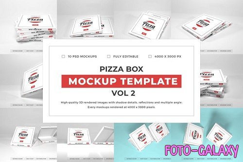 Pizza Box Packaging Mockup Template Bundle Vol 2 - 1080595