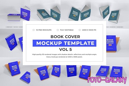 Book Cover Mockup Template Bundle Vol 5 - 1088990