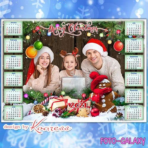 ,    2021   - Merry Christmas calendar 2021 for Photoshop