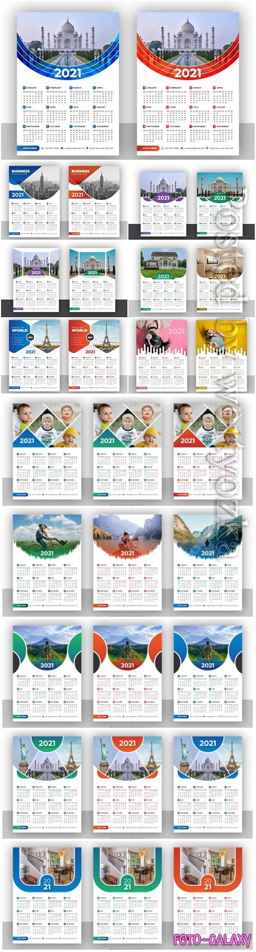 Calendar 2021 design vector template for new year