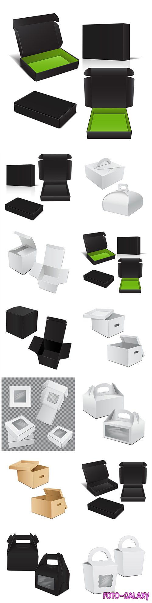 Set of vector packaging box
