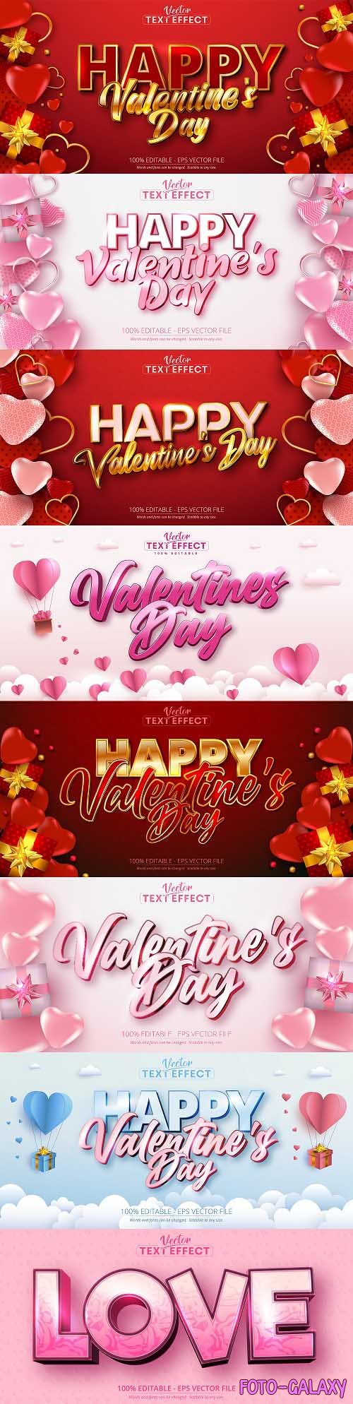 Editable font effect text collection illustration design 244 - Valentine's Day