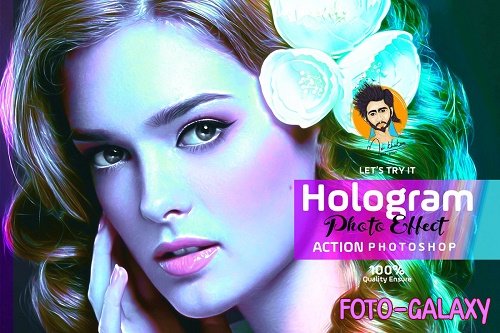 CreativeMarket - Hologram Photo Effect PS Action 5639973