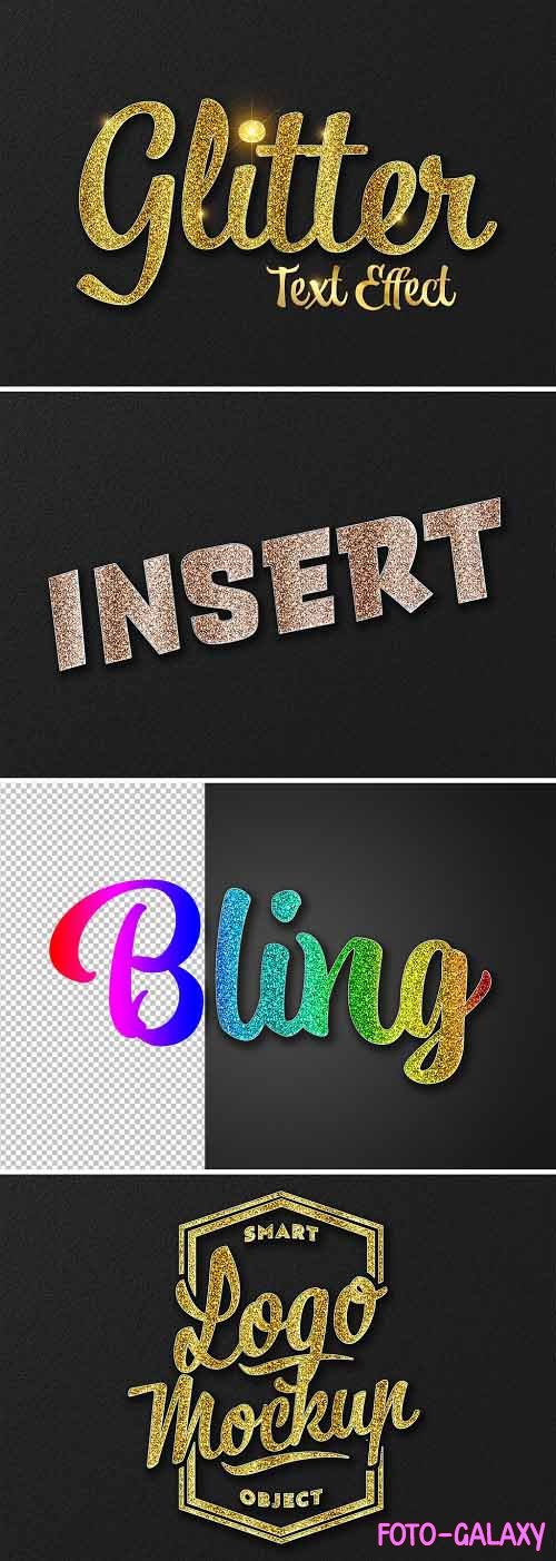 Glitter Text Effect with Gold Letters and Silver Stroke Mockup 401059870
