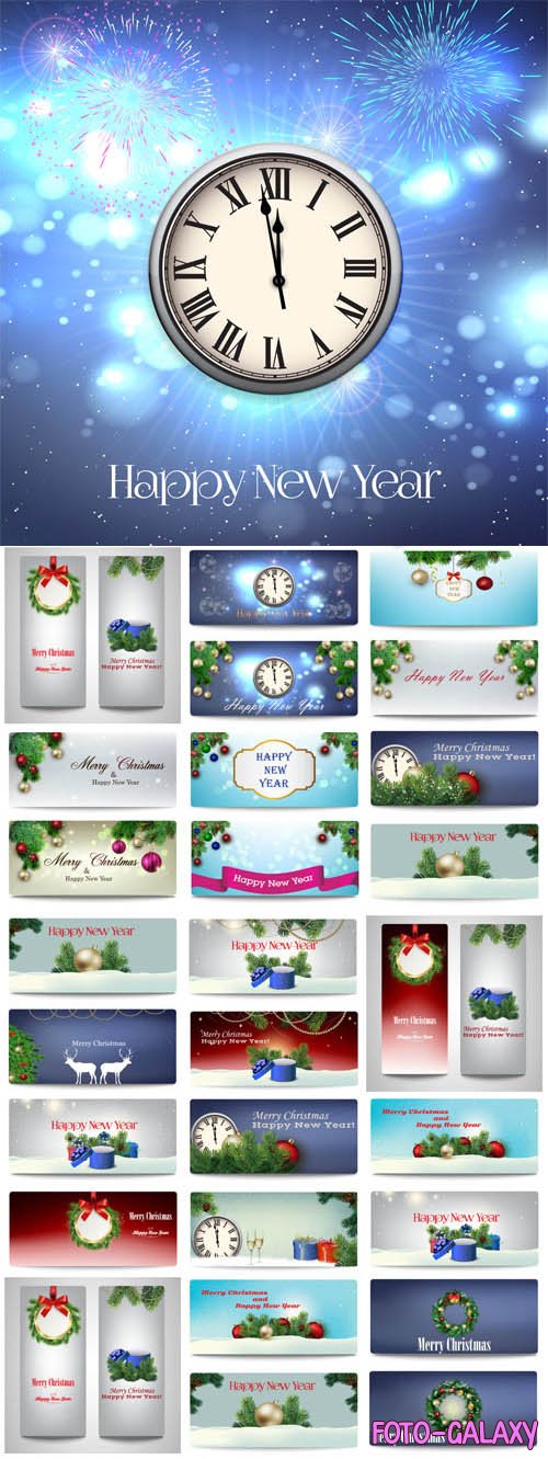 New Year and Christmas illustrations in vector 54