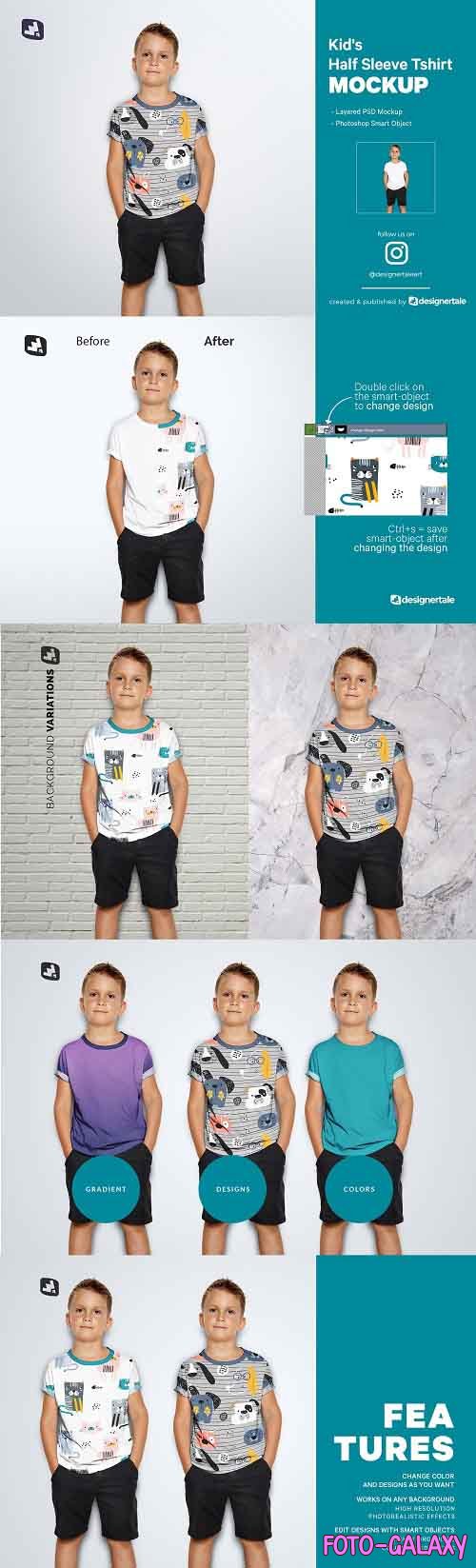 Kid's Half Sleeve Tshirt Mockup - 5242214