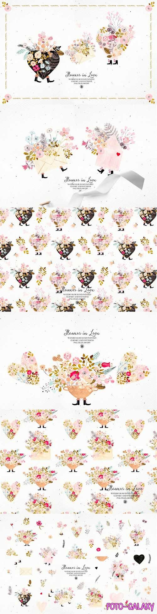 Flowers in Love - watercolor set - 5720202
