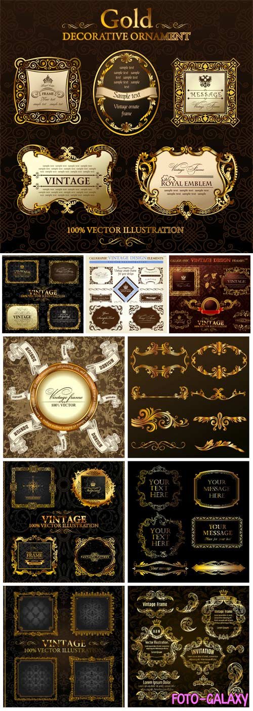 Luxury retro labels with golden design in vector