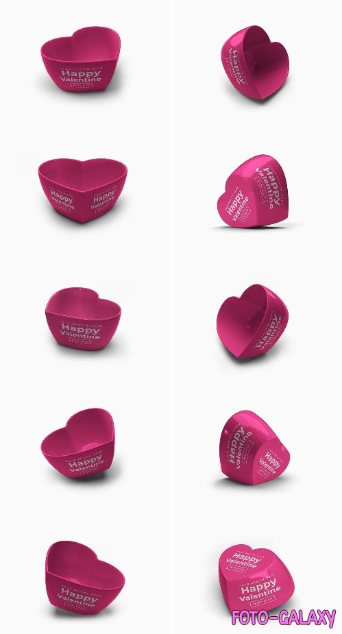 Valentine Love Heart Container Mockup Without Lid Bundle