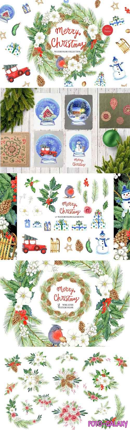 Merry Christmas watercolor collection - 1016722