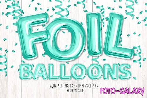 Aqua Foil Balloon Alphabet Clipart - 5757887