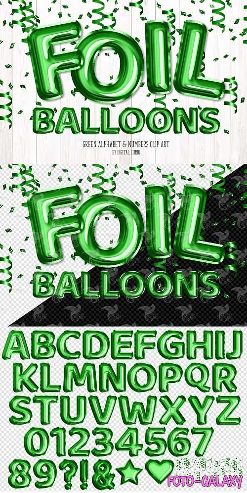 Green Foil Balloon Alphabet Clipart - 5757925
