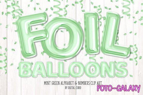 Mint Foil Balloon Alphabet Clipart - 5760706