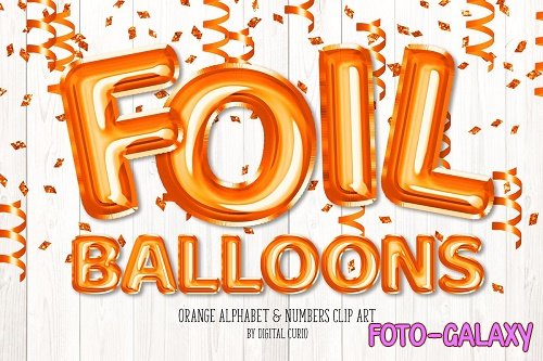 Orange Foil Balloon Alphabet Clipart - 5760729